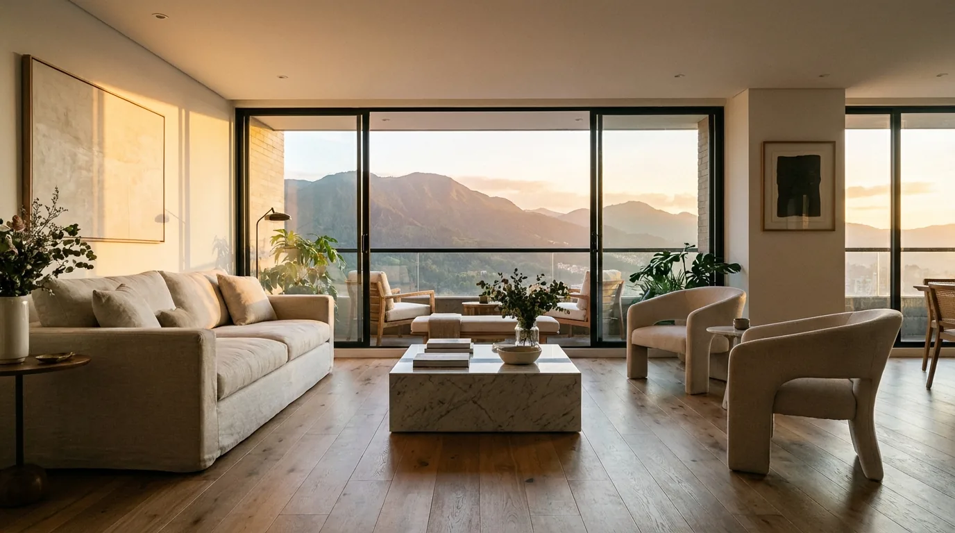 Sala de estar de apartamento de lujo en Bogotá